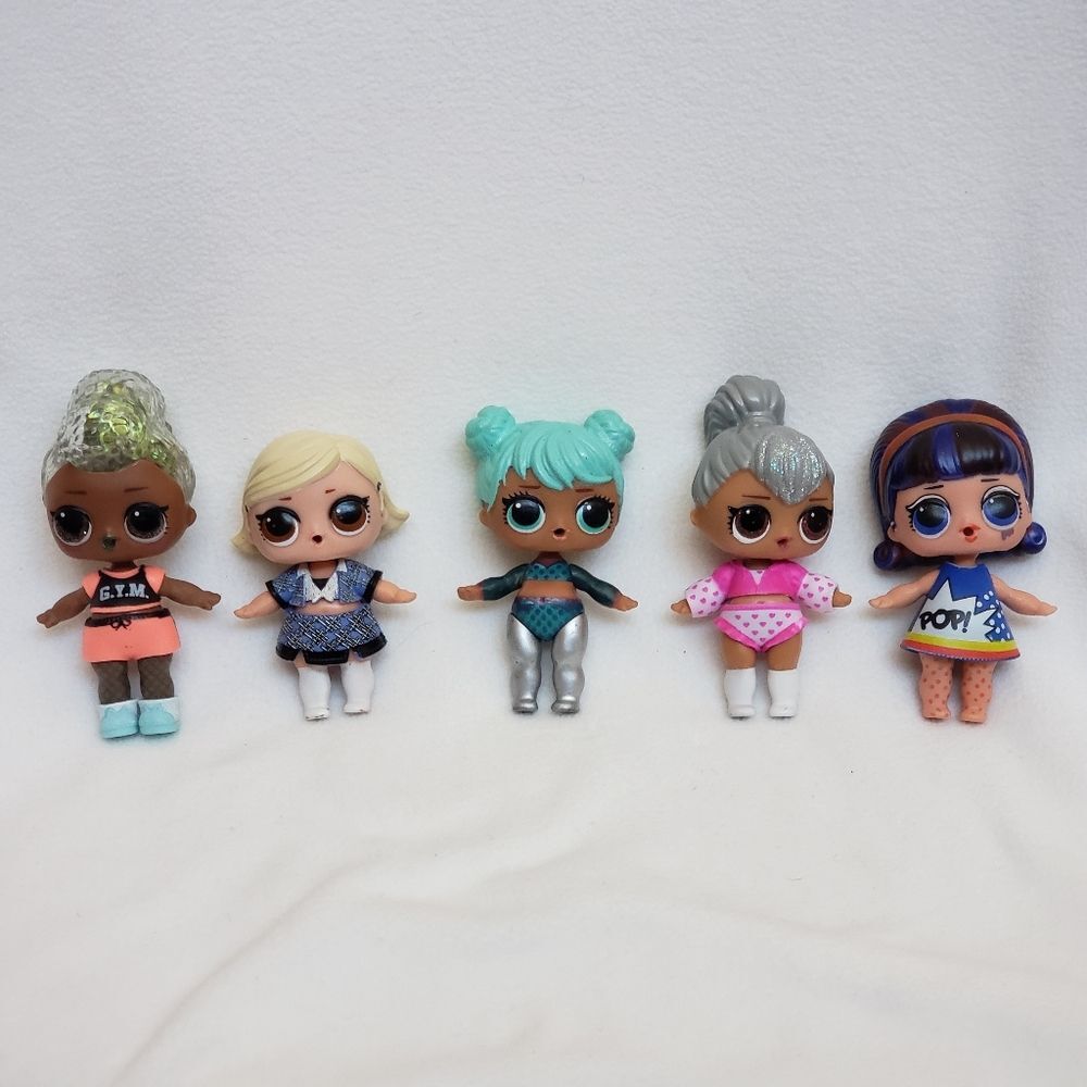 5 Authentic L.O.L. Surprise Dolls With Outfits Glitter, Pop, Gym Collectable
